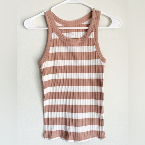 American Eagle mauve pink and white striped tank top size s thicker material - Picture 1 of 2